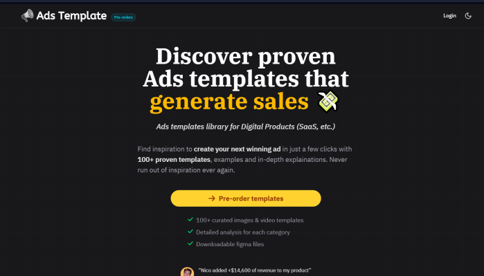 Nico - Discover proven Ads templates that generate sales