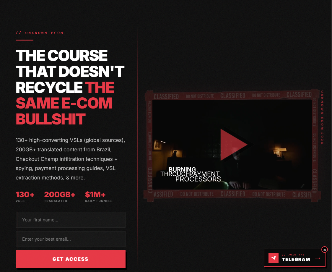 UNKNOWN ECOM 2026 – The Course That Doesn’t Recycle The Same E-Com Bullshit